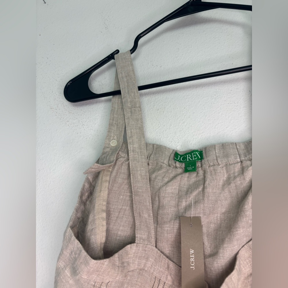 J. CREW NWT BEIGE 100% LINEN BUTTON STRAP CAMI BLOUSE SZ LARGE - Picture 5 of 9
